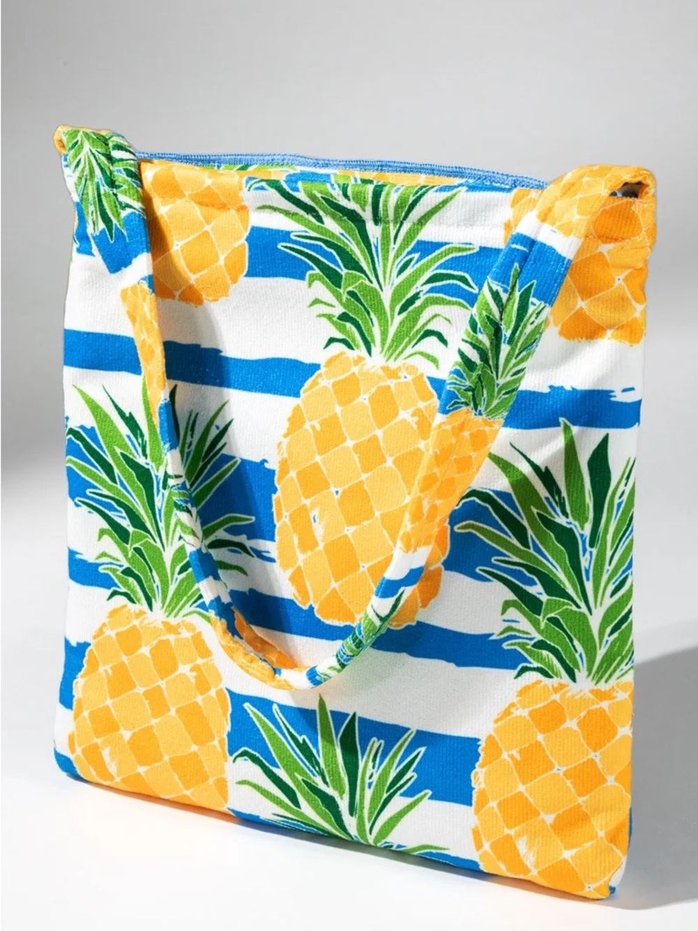 Yellow Pineapple Print Canvas Tote Bag and towel